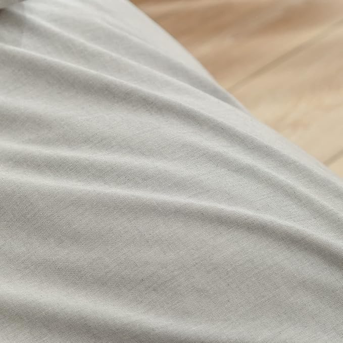 BESTOUCH Duvet Cover Set 100% Washed Cotton Linen Feel Super Soft Comfortable Chic Lightweight 2 PCs Home Bedding Set Solid Light Grey Twin/Twin XL