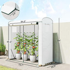 Outsunny Mini Greenhouse, Portable Greenhouse with Roll-Up Door and 2 Mesh Windows, Small Green House with PE Cover for Garden Patio Lawn, 78.7" x 29.5" x 74", White