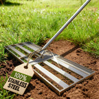 Oris Garden 30" Stainless Steel Lawn Leveling Rake – Adjustable 78" Handle, Ground Leveler