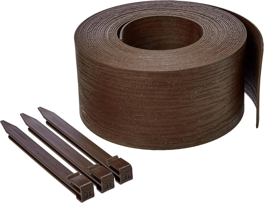 Amazon Basics Landscape Edging Coil, pack of 10 Stakes, 5 inch x 40FT, Brown