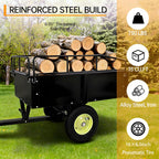 Utility Trailer, Steel ATV Trailer, Heavy Duty Lawn Mower Trailers, 750 Lbs 15 Cu.Ft. with Removable Sides, Pneumatic Tires and Quick Dump Pull Back, Dump Trailers for Gardens, Tractors, and Farms