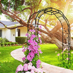 Metal Garden Arch 98.4" H Garden Arbor Trellis for Outdoor Climbing Plants Support Rose Lawn Tall Super Large Event Arch(XL, Black)