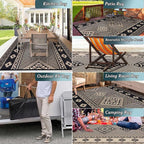 HiiARug Outdoor Rug for Patios Clearance 8'x10' Plastic Straw Rug Waterproof Reversible RV Mat Outdoor Area Rugs for RV, Backyard, Deck, Camping