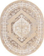 Unique Loom Outdoor Traditional Collection Area Rug - Valeria (7' 10" x 10' Oval, Natural/ Ivory)