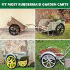 20" Flat Free Tire and Wheel with 3/4" & 5/8" Bearing, Replacement Wheels for Rubbermaid Wheelbarrow,Lawn Carts, Big Wheel Utility Carts and Garden Yard Cart, 2 Pcs Black