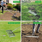 GreatBuddy Lawn Leveling Rake 30'' x 10", Heavy-Duty Stainless Steel Lawn Leveling Tool for Lawn, Soil, Sand, 78'' Extra Long Handle, Ideal for Yard, Garden