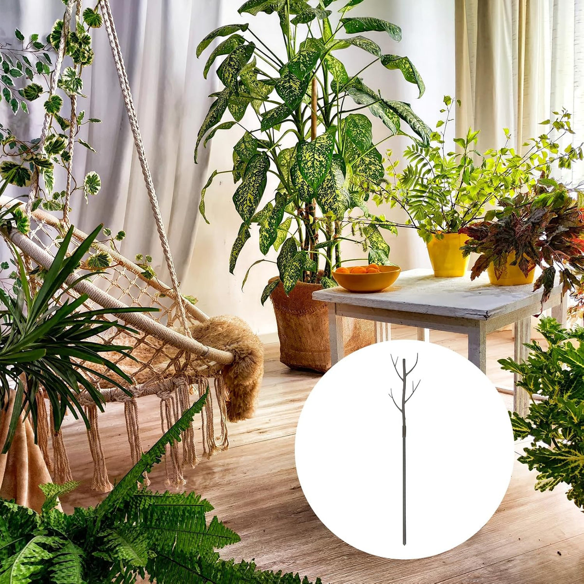 uxcell 4 Pcs Plant Support Stakes, 27.5" Twig Plant Stem Support Structures Garden Branches Plants Supports for House Potted Monstera Plants, Brown