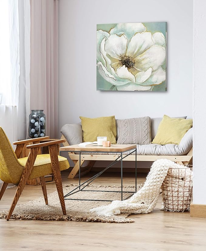 Wexford Home Soft Teal Splendor Gallery Wrapped Canvas Wall Art, 32x32,