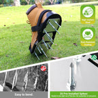 Lawn Aerator Shoes for Grass – Pre-Assembled Aerator Shoes with Anti-Slip Straps, Metal Reinforced Base Plate & Cleaner for Lawn, Yard, Garden, Patio