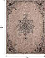 Unique Loom Outdoor Traditional Collection Area Rug - Antique (10' x 14' 1" Rectangle Beige/Black)