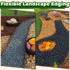 Gardzen Landscape Edging Kit, 40-Foot Long, 3-Inch Tall, No Dig Garden Edging Border for Flower Beds, Tree Rings, Pathways, Includes 40 Spikes, Brown