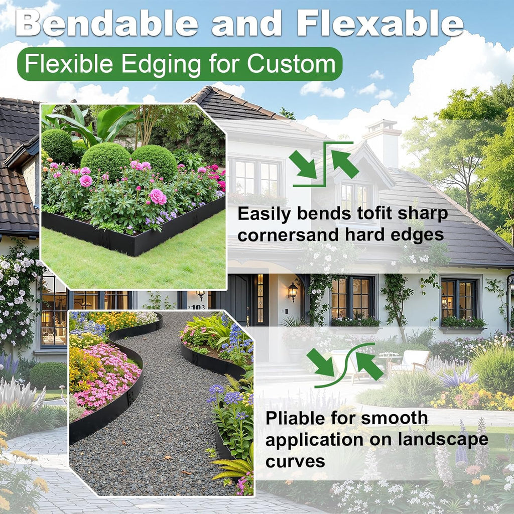 Metal Landscape Edging 6" H X 40" L, 6 Pack Black Bendable Steel Garden Edging Border,Heavy Duty Metal Edging for Landscaping Yard Lawn and Flower Bed Border(20 Ft)