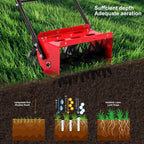Lawn Aerator,16.5 inch Push Spike Aerator with Side skids, Height Adjustable Rear Wheel Pushed Aerator Lawn Tool, 2025 Upgraded Rolling Manual Tiller,Suitable for Lawn, Garden and Yard.