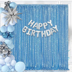 Baby Blue Sequin Backdrop Curtain 7ft x 7ft Glitter Photo Background for Wedding Baby Shower Party Stage Decorations