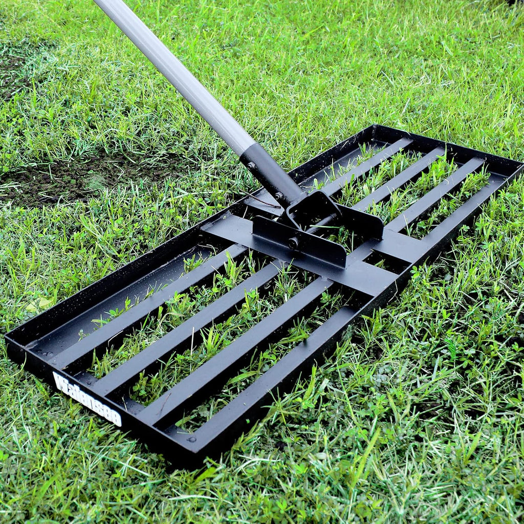 Walensee Lawn Leveling Rake, 7FT 30"x10" Levelawn Tool, Heavy Duty Effort Saving Lawn Level Tool, Steel Handle Lawn Leveler for Yard Garden Golf Course, Ease Level Soil Sand Dirt Surfaces