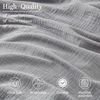 MEISHANG Muslin Duvet Cover King Size - 100% Organic Cotton, Soft Textured Gauze Weave Comforter Cover for Breathable All-Season with Zipper Closure - 3 Piece Set (King, Dark Grey)