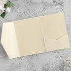 20 PCS Champagne Tri-fold Laser Cut Wedding Invitation Pockets for 5x7 Wedding Cards Bridal Shower Engagement Quinceanera Invitation
