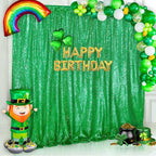 QueenDream Green Sequin Backdrop Curtain Party Backdrop Curtain 8ft x 8ft for Glitter Birthday Wedding Curtains