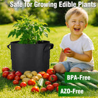 PHYEX 12-Pack 10 Gallon Grow Bags, Heavy Duty Fabric Pots with Handles, Reusable Plant Bags for Vegetable, Herbs & Flowers, BPA-Free, Breathable, Durable