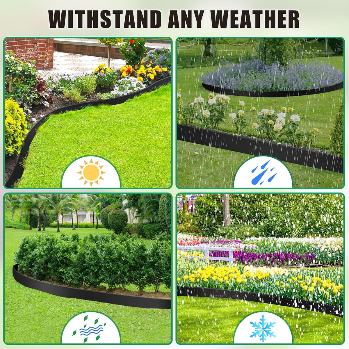 Landscape Edging - 80FT 4IN Garden Edging Border with 120 Stakes, No Dig Lawn Edging for Landscaping for Garden Bed, Yard, 0.15" Thick Flower Bed Border Edging with Connector for Outdoor