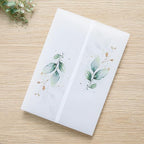 PONATIA 50PCS Vellum Jackets for 5x7 Invitation Cards - 135GSM Green Leaves Vellum Sleeves, 5x7'' Clear Jackets Wedding Invitations Wraps - Transparent Card Jackets