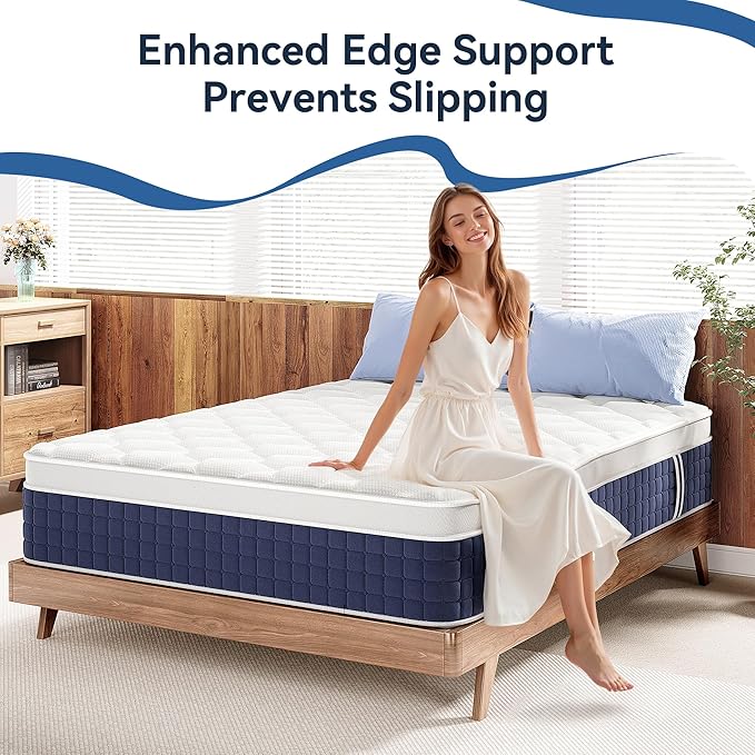 12Inch King Size Hybrid Mattress in a Box,Presser Relief & Motion Isolation Mattress, Memory Foam&Individually Wrapped Springs,CertiPUR-US Certified,Edge Support,365 Nights Trial
