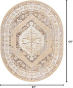 Unique Loom Outdoor Traditional Collection Area Rug - Valeria (7' 10" x 10' Oval, Natural/ Ivory)