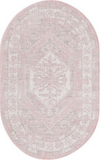 Unique Loom Outdoor Traditional Collection Area Rug - Valeria (3' 3" x 5' 3" Oval, Pink/ Ivory)