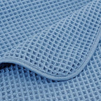 POLYTE Microfiber Quick Dry Lint Free Bath Sheet, 70 x 35 in, Set of 2 (Blue, Waffle Weave)
