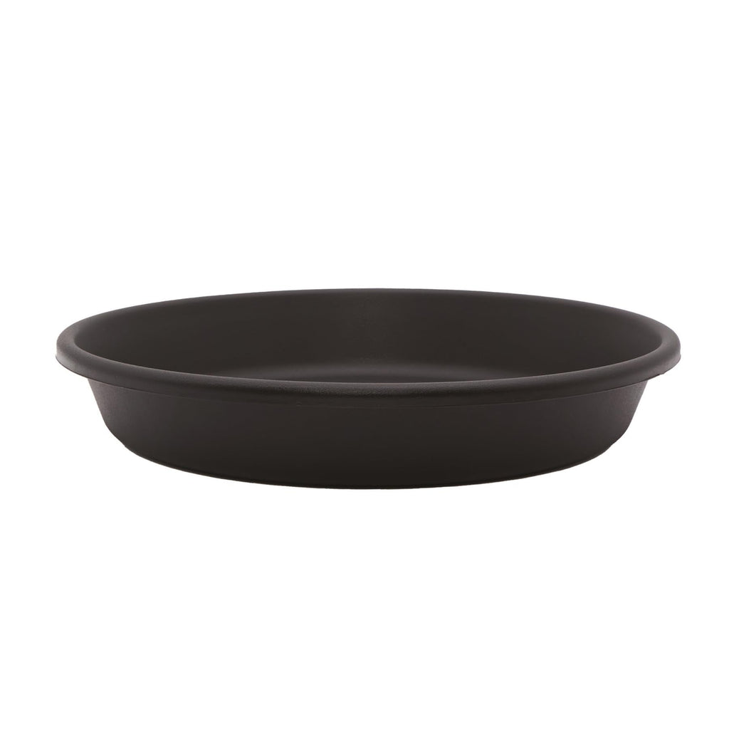 The HC Companies Flower Pot Saucers - Plastic Plant Saucer for Outdoors & Indoors - Traditional Design Plant Pot Trays for Water Drainage - Durable & Stylish Round Plant Tray (16-inch Black)