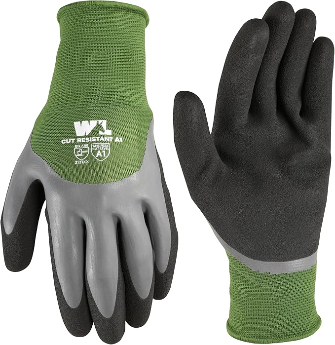 Wells Lamont Men's Waterproof Work Gloves with Latex Double Coating, Green/Black, X-Large (609XL-300)