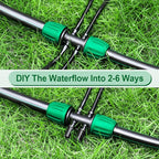 JAYEE Drip Irrigation Fittings, 10 Pcs Lock Barbed Tee for 1/2 to 1/4 Inch Vinyl Tubing, Drip Line Parts 6-Way Tees Irrigation Connectors for Drip Sprinkler Garden Lawn Systems, Green