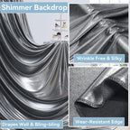 30x10 ft Wrinkle Free Black Silver Sequin Backdrop Curtain for Parties,Thick Not Fall Glitter Wedding Backdrop Drapes,6 Panels 5x10ft Shimmer Photo Back Drop Cloth for Birthday Photography Background