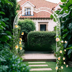 Metal Garden Arch 98.4" H Garden Arbor Trellis for Outdoor Climbing Plants Support Rose Lawn Tall Large Scale Event Arch(L, Cream White)
