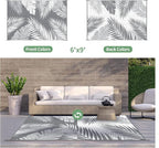 GENIMO Outdoor Rug 6' x 9' Waterproof for Patios Clearance, Reversible Plastic Straw Camping Carpet, Large Area Rugs Mats RV, Picnic, Backyard, Deck, Balcony, Porch, Beach, Grey&White