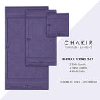 Chakir Turkish Linens | Hotel & Spa Quality 100% Cotton Premium Turkish Towels | Soft & Absorbent (8-Piece Towel Sets, Plum)