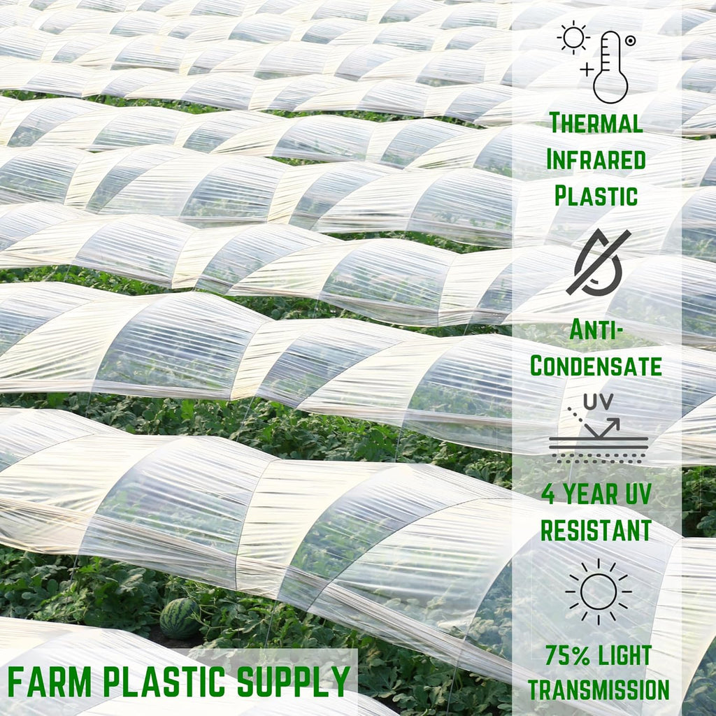 Farm Plastic Supply - Clear Coolmax Greenhouse Plastic Sheeting - 6 Mil - 4 Year UV Resistant Infrared Anti-Condensate Green House Covering Thermal Greenhouse Plastic 6 mil (40' x 120')