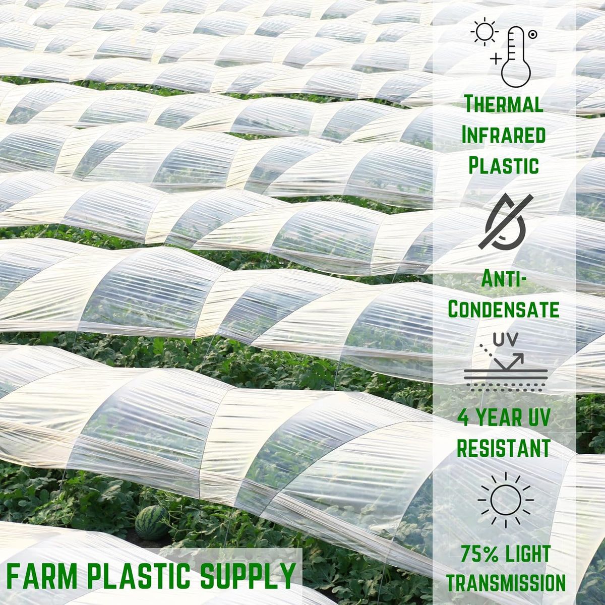 Farm Plastic Supply - Clear Coolmax Greenhouse Plastic Sheeting - 6 Mil - 4 Year UV Resistant Infrared Anti-Condensate Green House Covering Thermal Greenhouse Plastic 6 mil (40' x 120')