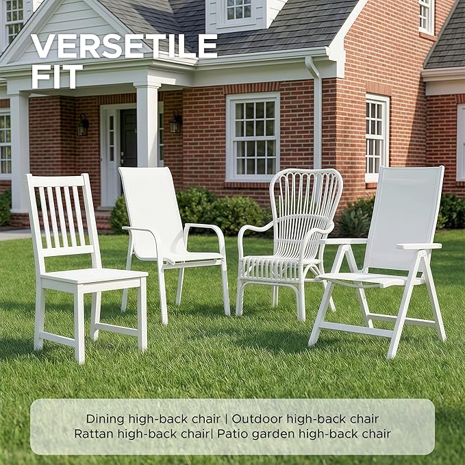 Outdoor Chair Cushions 20x20, Water-Resistant & Fade-Resistant, Patio Furniture Lawn Dining Chair Seat Replacement with High Back, Ties Zipper, Removable Cover, Set of 6, Light Grey