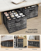 SONGMICS Shoe Organizer for Closet, Fits 16 Pairs, Shoe Storage Bin, Fabric Container with Handles and Clear Cover, for Bedroom, Entryway, Closet, Ink Black ULSP601B01