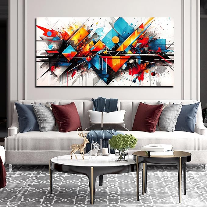 CIRABKY Colorful Wall Art for Living Room Large Size - Abstract Canvas Art - Home Office Decor Ready to Hang Size 29" x 59"