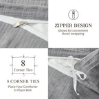 MEISHANG Muslin Duvet Cover King Size - 100% Organic Cotton, Soft Textured Gauze Weave Comforter Cover for Breathable All-Season with Zipper Closure - 3 Piece Set (King, Dark Grey)
