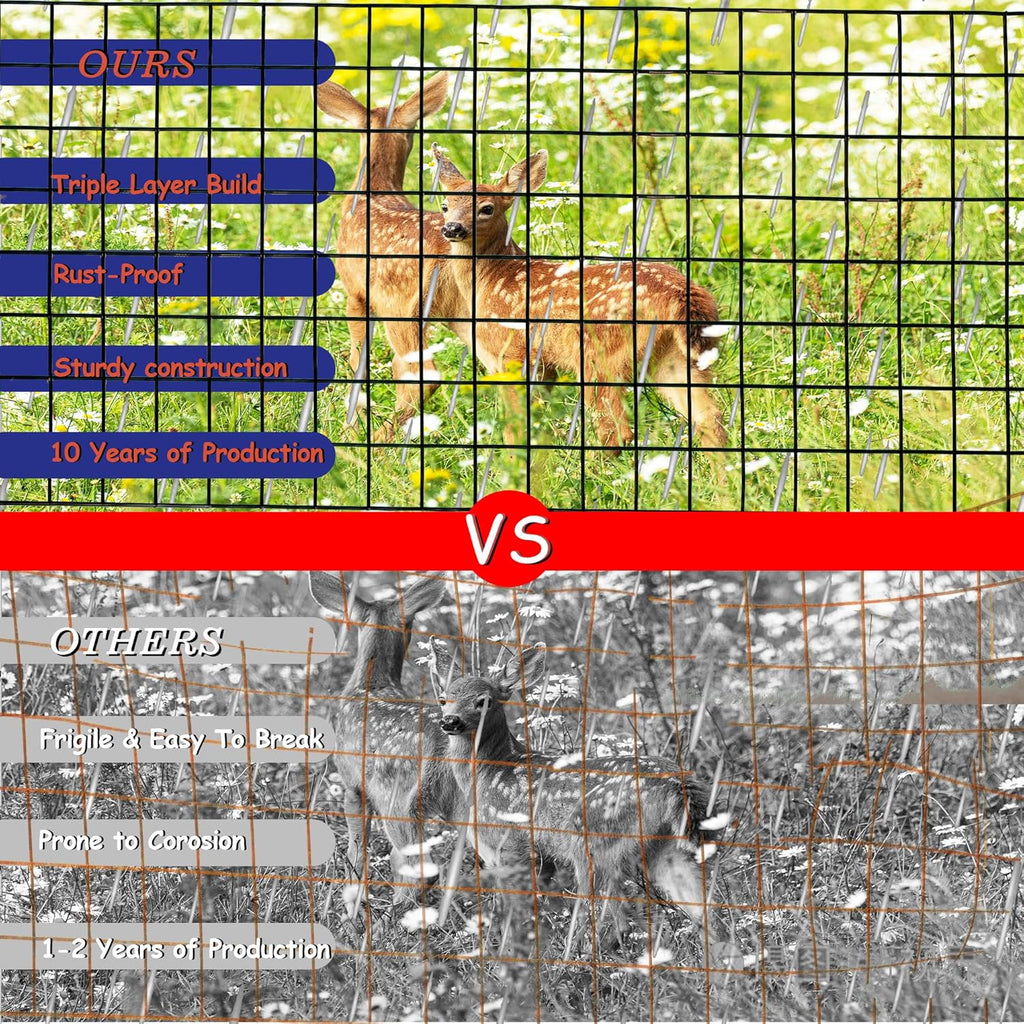Black Metal Garden Fence, 60inch(H) x 100ft(L), 2 inch x 3 inch,14GA 2/3/4/5/6 Ft Tall Chicken Wire PVC Coated Welded Wire Mesh Roll for Dogs Border Yard Vegetable Plant Protection Poultry Netting