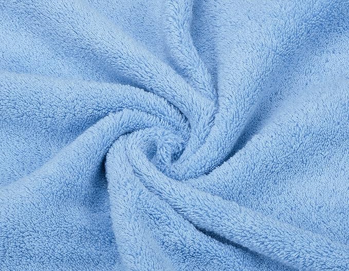 American Soft Linen Luxury 6 Piece Towel Set, 2 Bath Towels 2 Hand Towel 2 Washcloths, 600 GSM 100% Cotton Turkish Towels for Bathroom, Sky Blue Towel Sets