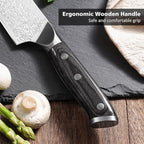 8 Inch Chef Knife, Kitchen Knife with Sharpener and Finger Guard, Professional Steel Sharp Chef's Knife Set with Ergonomic Handle, Gifts for Mom/Dad, Black