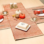Chardin home Natural Jute Table Runner 13x36 Inch – Vintage Boho Rustic Table Decor – Handwoven Table Runner in Natural Jute and Rust Orange – Farmhouse Dining or Console Table Accent