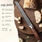 Wakoli Bread Knife, 7.9-inch Blade Damascus Chef Knife made from 67 Layers of Damascus Steel with VG10 Core, Sharp Kitchen Knives with Pakkawood Handle, Chefs Knife for Breads in Gift Box (EDIB)