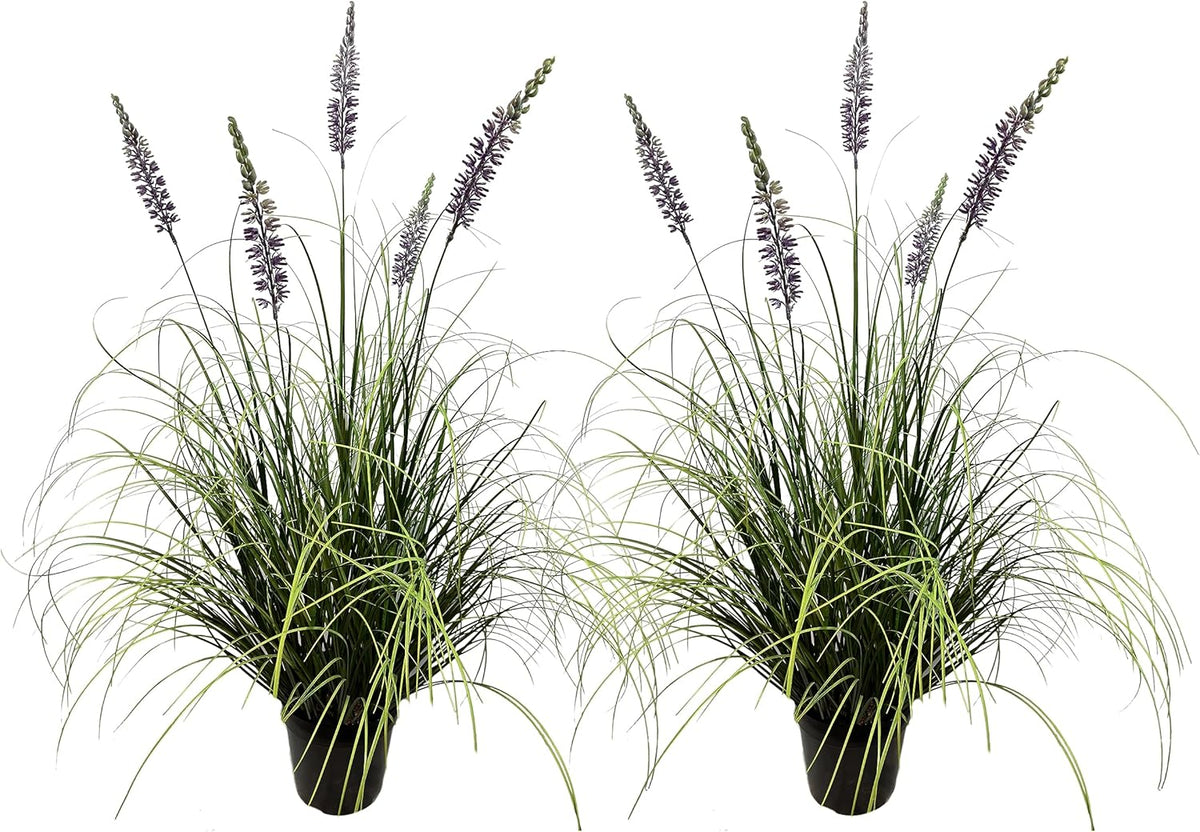Artificial Lavender Plant 35in (2 Pack) - Tall Faux Indoor Home Decorative Plants & Flowers in Pot, Fake House Plant