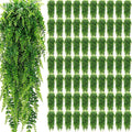 Geosar 110 Pcs Artificial Hanging Plants 32 Inch Hanging Boston Ferns Plastic Fake Plants for Wall Room Garden Wedding Garland Indoor Outdoor Decoration, No Basket