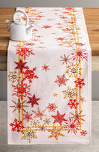 Maison d' Hermine Table Runner 100% Cotton Double Layer Table Runners 72 inches Long for Thanksgiving Christmas Decorations Home Kitchen Dining Party Wedding (Crystal Star, 14.5" x 72")